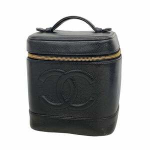 CHANEL Black Caviar Leather Vanity Bag